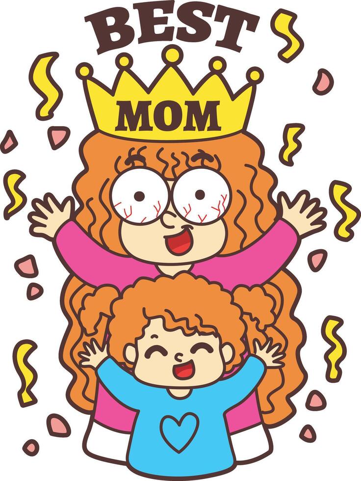 A mom is the best. The theme of this card design is Mothers Day. vector