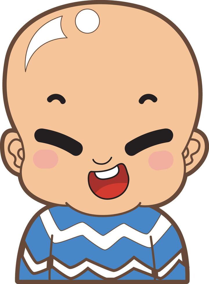 A chinese boy with bald head. Avatar of boy and girl kids. vector