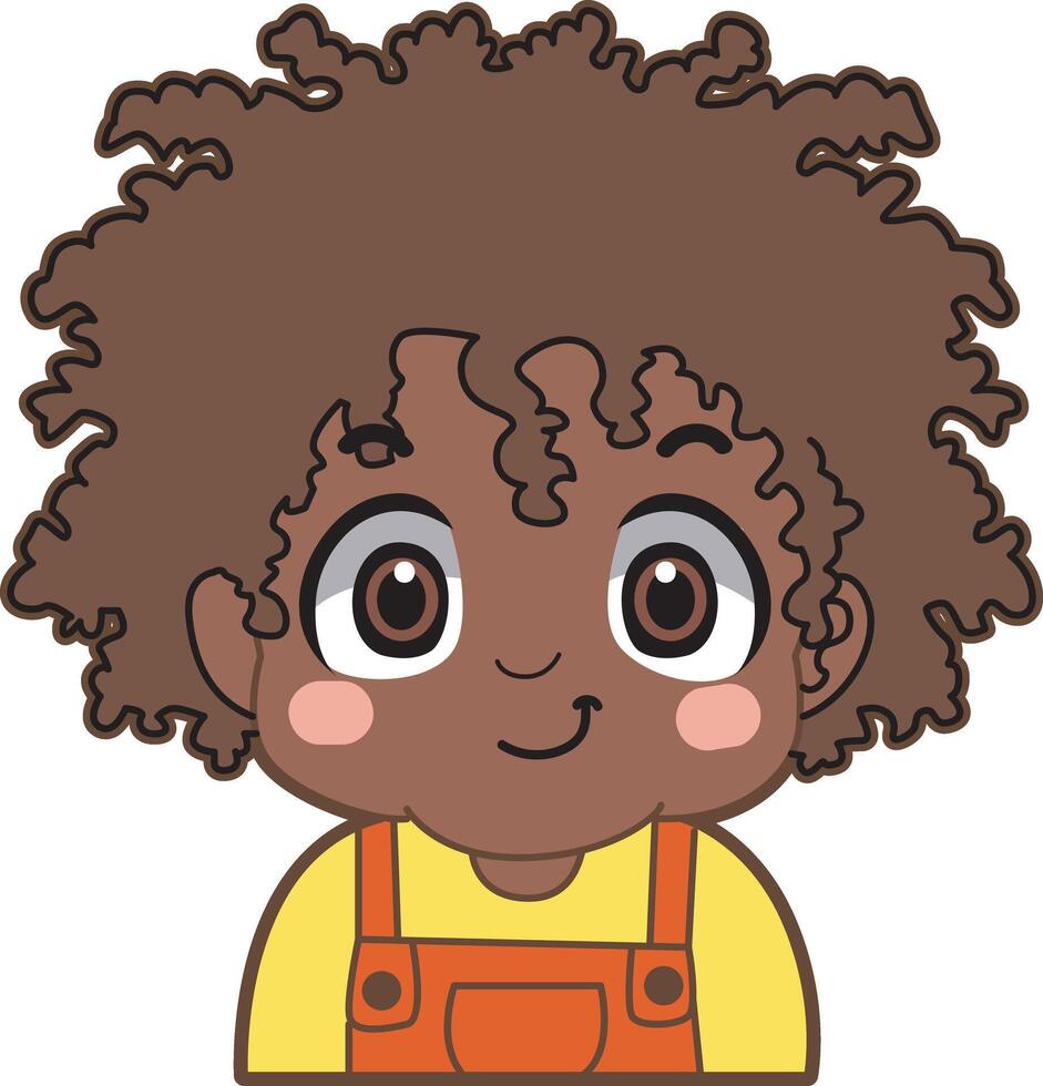 A black girl with orange costume. Avatar of boy and girl kids. vector