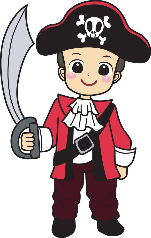 A man with pirates costume. kids costume in halloween party. vector