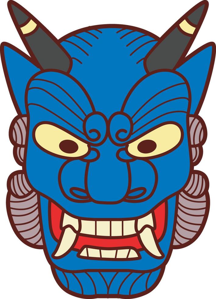 Blue mask evil icon. Illustration icon of japanese items. vector