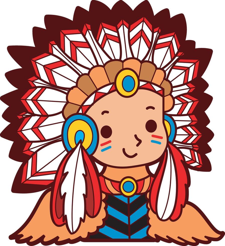 A man with indana tribIllustration icon of indian tribes costume. vector