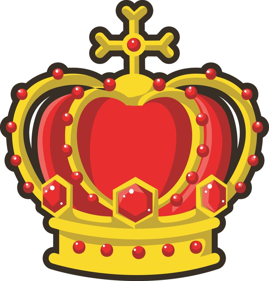Cute red crown icon. Game illustration elements art. vector