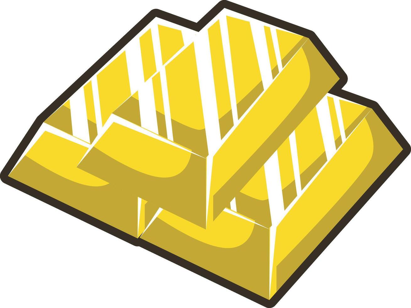 Cute gold cube icon. Game illustration elements art. vector