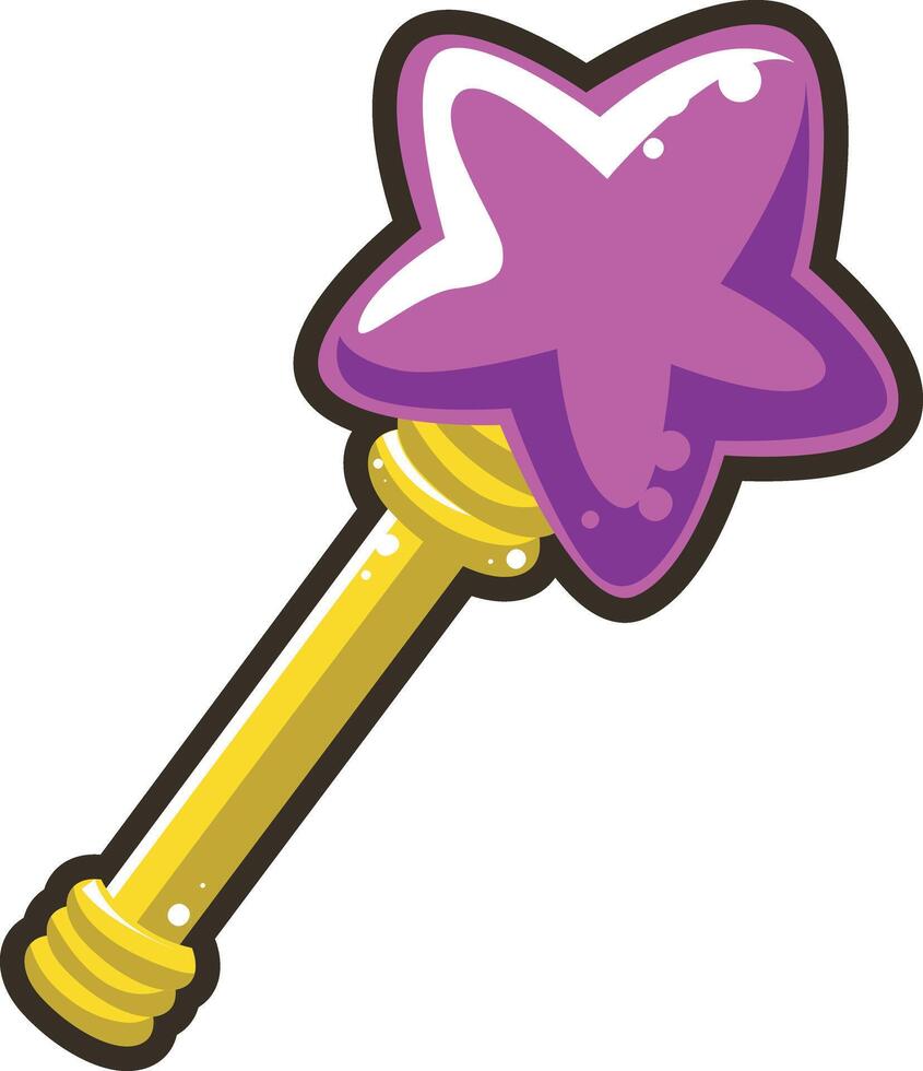 Cute purple magician stick icon. Game illustration elements art. vector