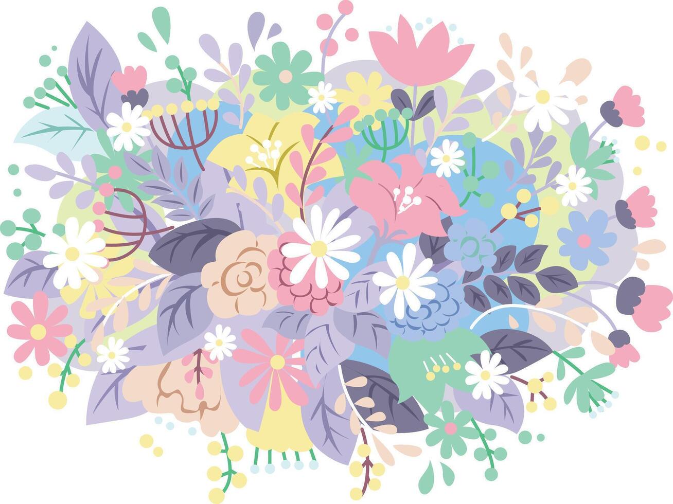 A bouquette of pink and violet lowers. vector