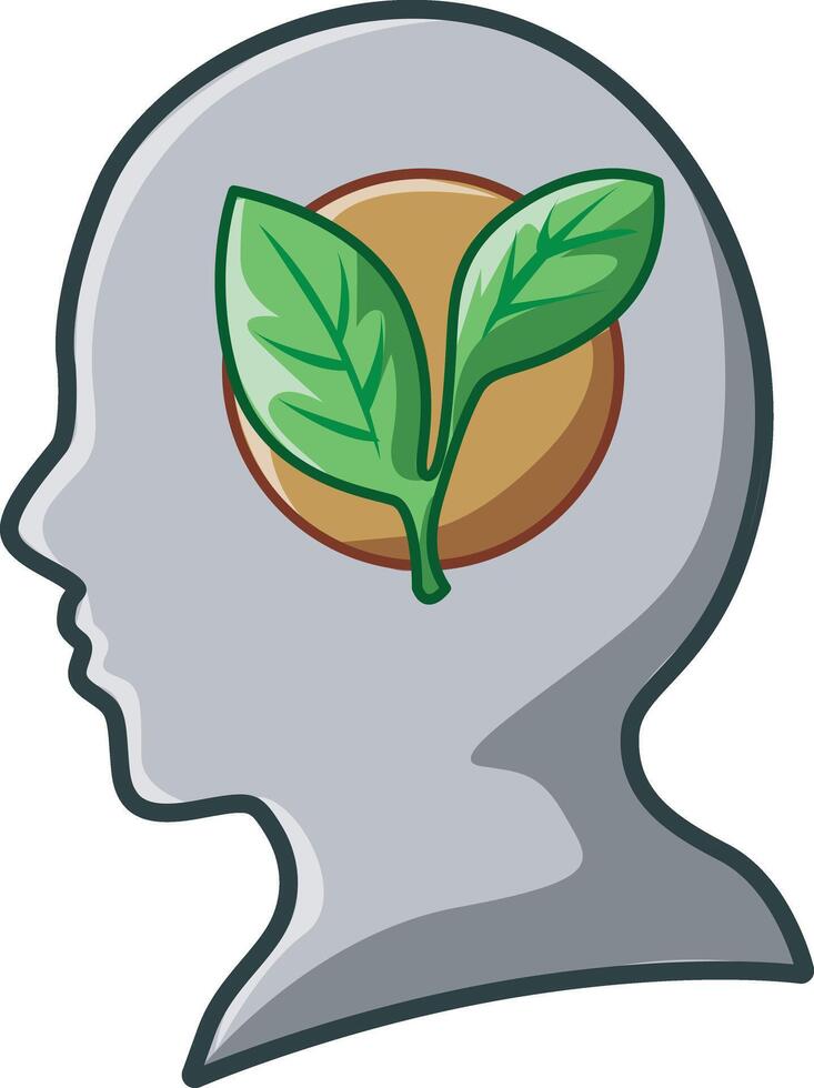 Icon of brain is leaves . Cute ecology icon for saving earth. vector
