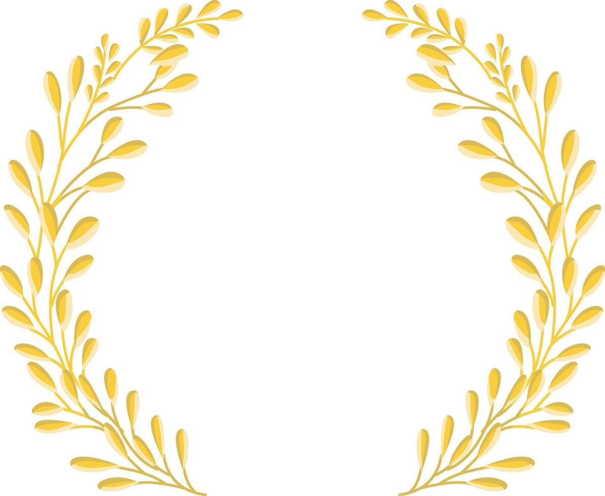 Gold circle frame vintage aesthetic for card invitation illustration with some leaves vector