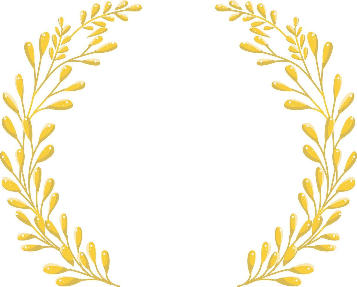 Gold circle frame vintage aesthetic for card invitation illustration with many leaves vector