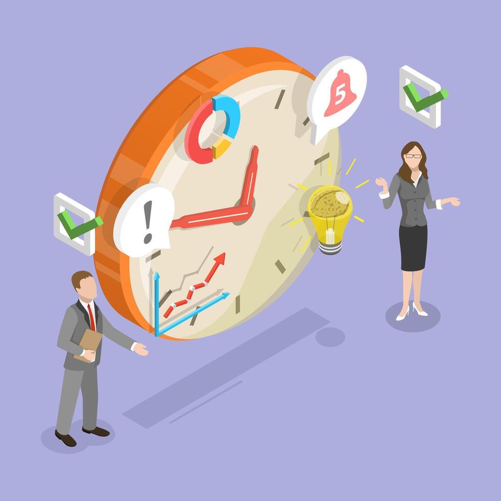 business people discussing time management vector