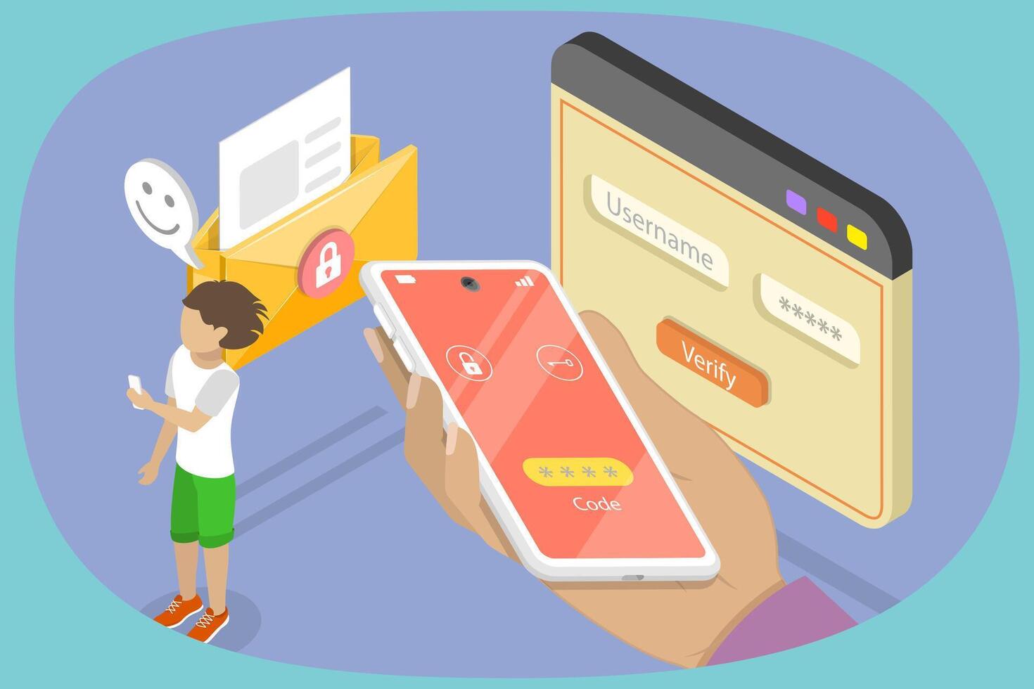 Mobile verification for secure accounts vector