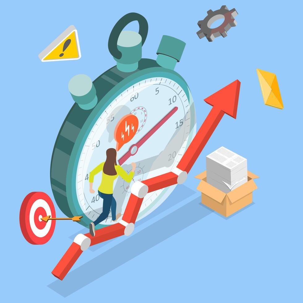 Time management illustration for productivity growth vector