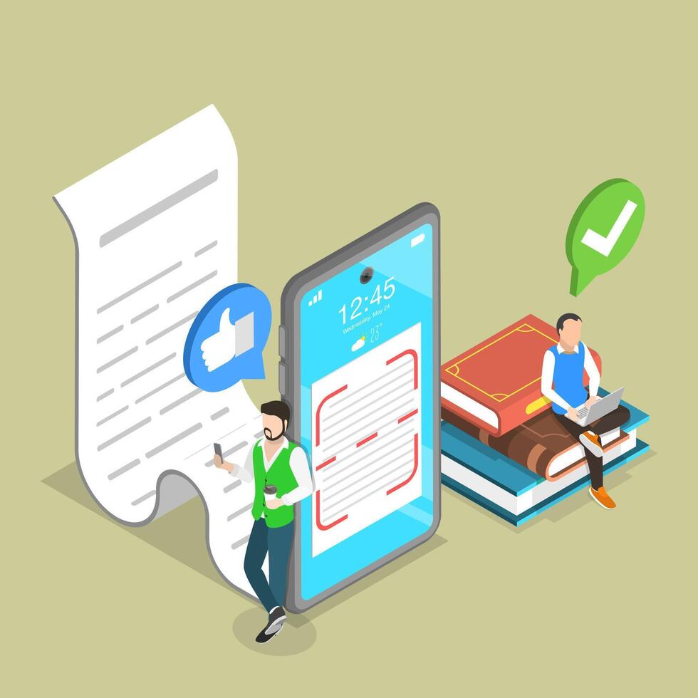 Mobile phone and books in education vector