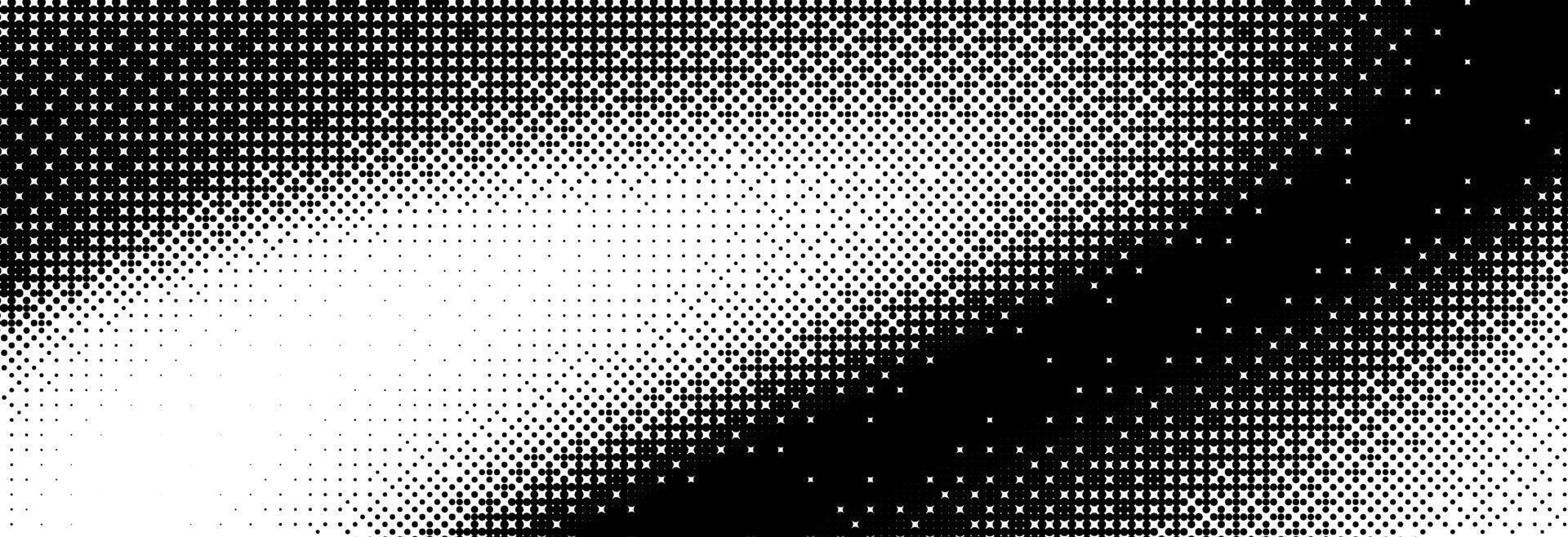 Bitmap grunge gradient texture. Black and white pixel dither pattern wallpaper. Abstract glitchy 8 bit game pattern background. Wide rasterized backdrop. Retro pixel art Illustration vector