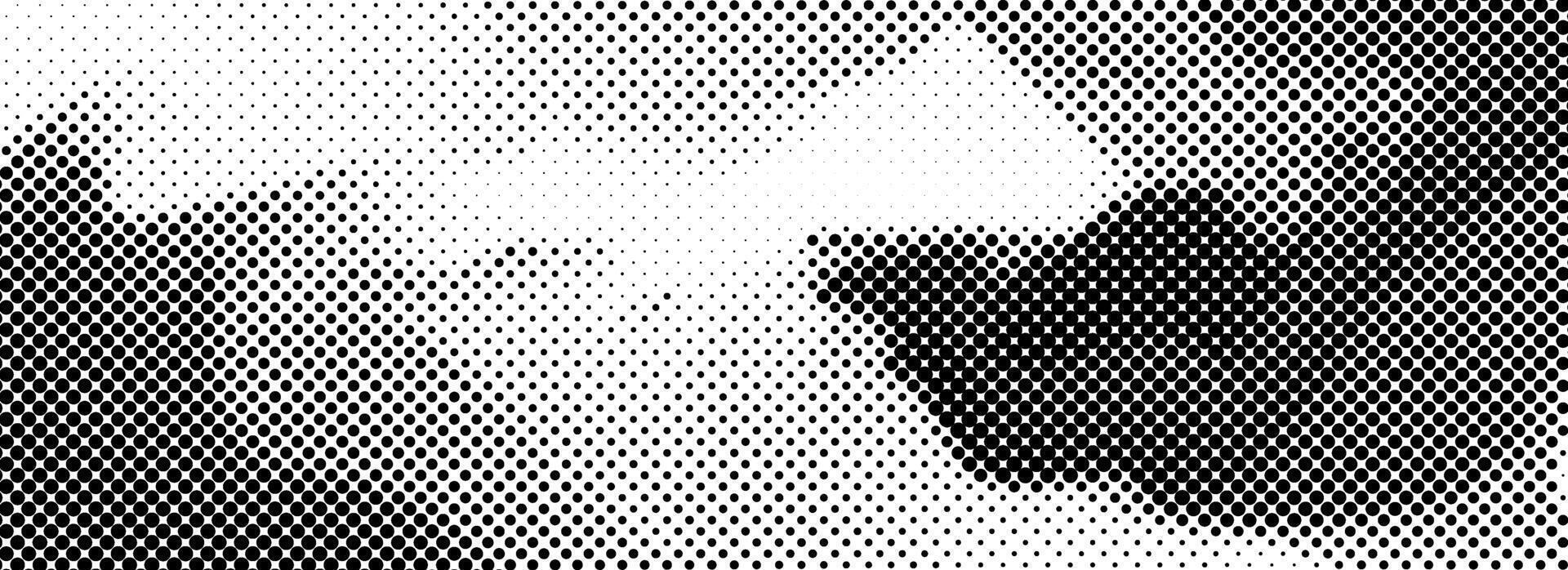 Abstract dotted distorted halftone texture. Pixelated smoke or liquid wavy flow background. Twisted grunge wave gradient pattern. Retro raster grit noise backdrop. Comic style overlay vector
