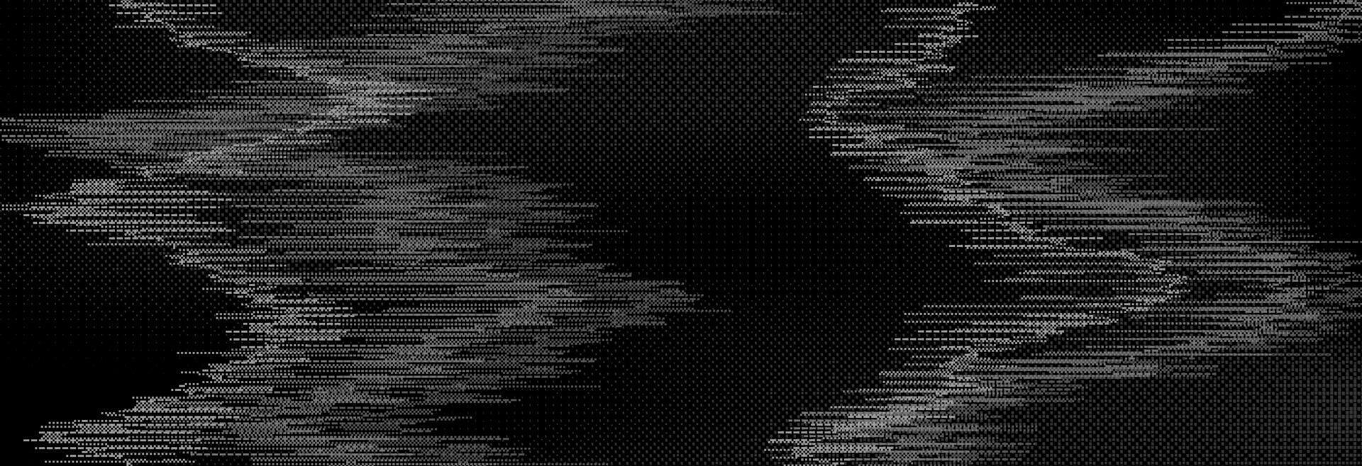 TV static noise texture. Distorted rippled VHS screen overlay. Glitch pixelated random background. Grunge fuzzy television interference. Digital pixel backdrop vector