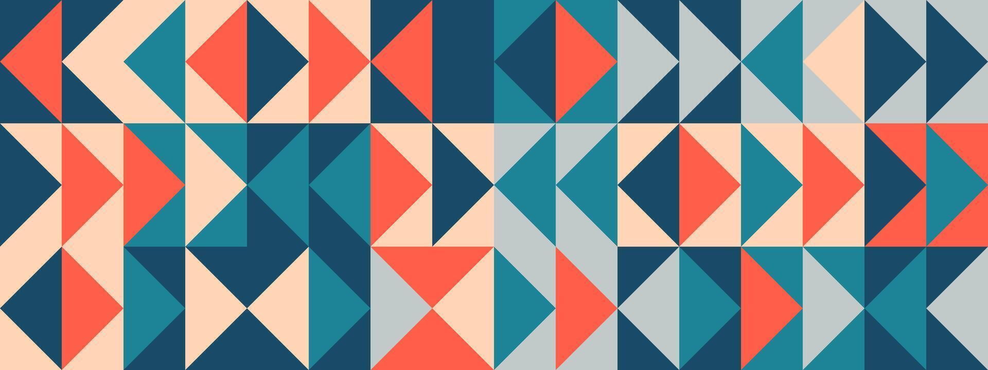 Bright triangle seamless pattern. Abstract geometric mid century background. Colorful Swiss modernist or postmodernist style wallpaper. Modular repeating overlay. Colorful mural backdrop vector