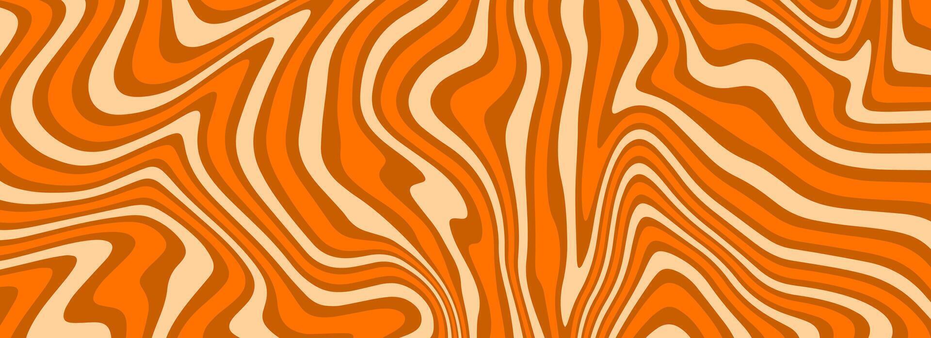 Retro caramel color liquid texture. Salted caramel dessert background. Wavy swirl candy pattern for poster, cover, banner, brochure, flyer. 60s or 70s style retro sweet nougat hippie wallpaper. vector