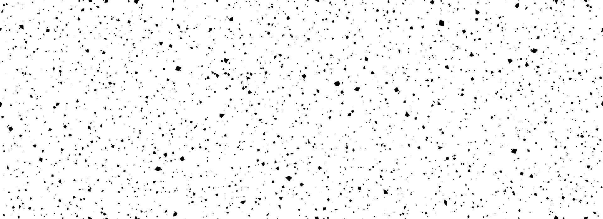 Black and white dirty dust dot seamless pattern. Grunge dripped splashed sprinkles, particles wallpaper. Small distressed noise grain repeated background. Random mottled gritty overlay texture. vector