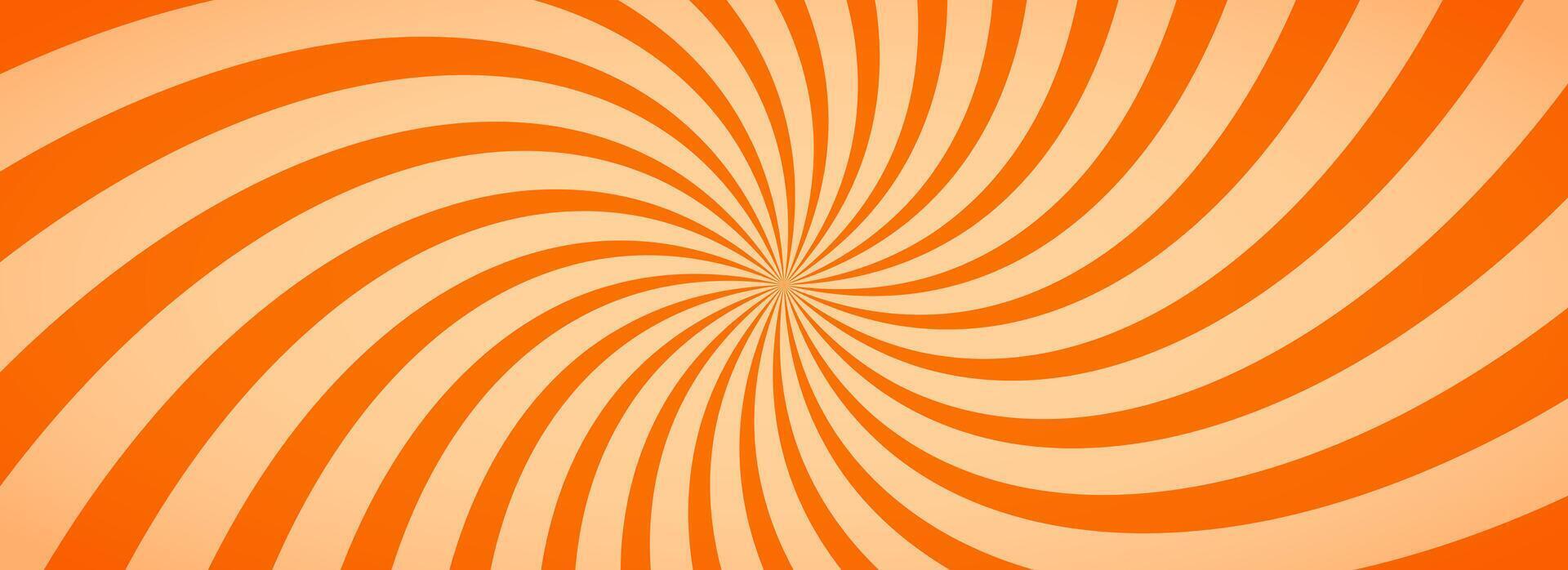 Caramel color sunburst background. Salted caramel ice cream sunbeam pattern design. Orange nougat dessert wallpaper for template, banner, poster, flyer. Rotating cartoon candy rays and beams vector