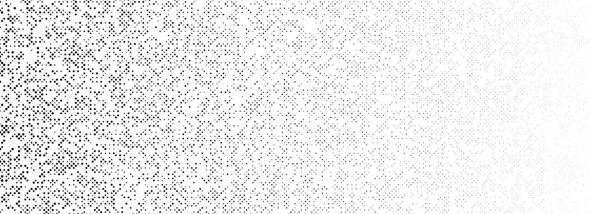 Black dotted noise gradient texture. Fading comic pixel grain pattern. Dissolving grunge particle grid wallpaper. Vanishing irregular grain overlay backdrop. Stipple speckle halftone background vector