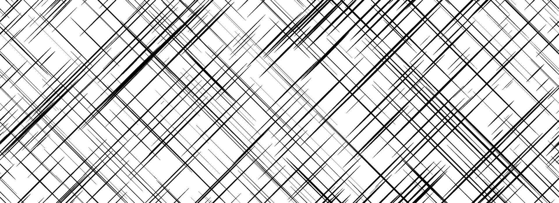 Black cross hatch seamless texture. Diagonal line repeating pattern surface. Rough sackcloth or burlap fabric background. Crosshatch linen canvas material overlay wallpaper. vector