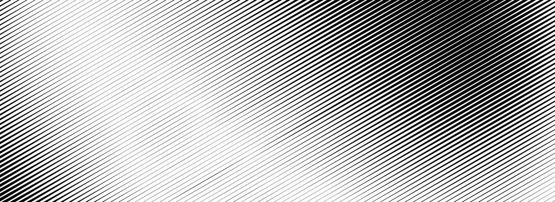 Fading line halftone gradient texture. Black diagonal stripe gradation background. Thin to thick vanish slanted pattern backdrop. Oblique parallel stroke wallpaper for overlay, print, cover vector