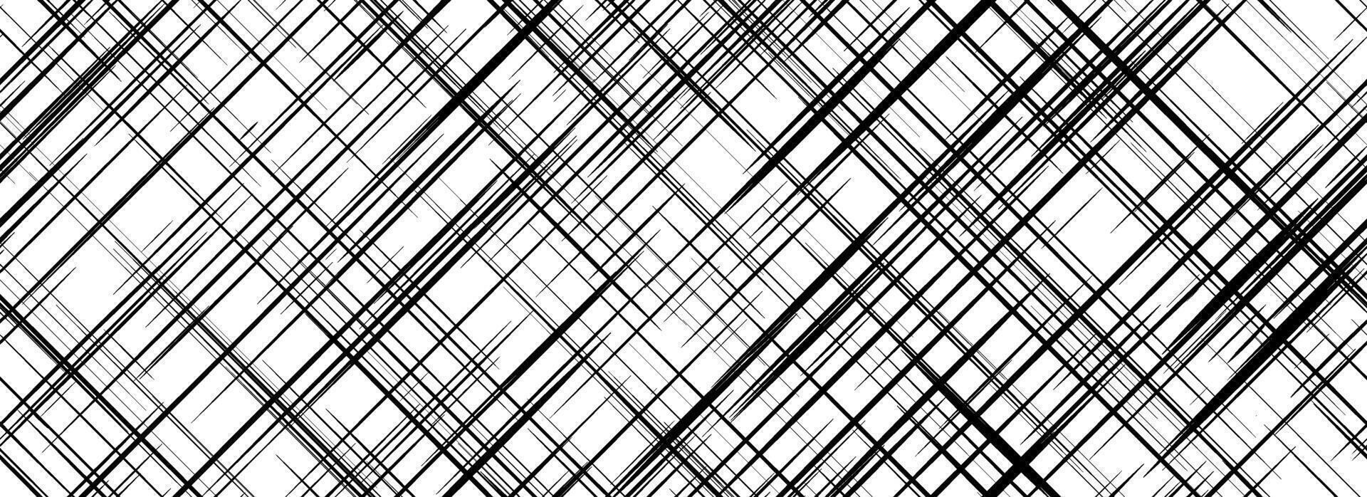 Black cross hatch seamless texture. Diagonal line repeating pattern surface. Rough sackcloth or burlap fabric background. Crosshatch linen canvas material overlay wallpaper. Textile backdrop vector