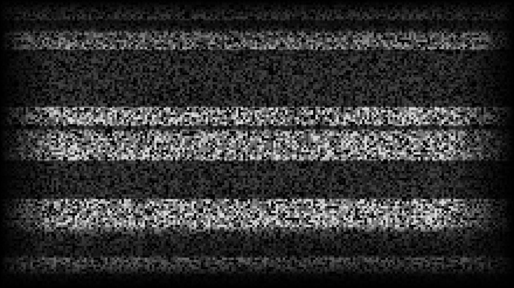 TV static noise background. Glitch pixelated television screen. Lost or bad TV signal VHS with black stripes wallpaper. White noise grain. CRT screen with interferences or glitches. vector