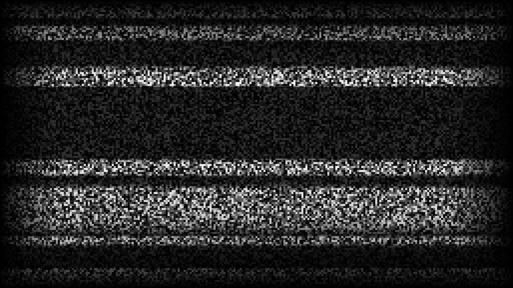 TV static noise background. BW Glitch pixelated television screen. Lost or bad TV signal VHS with black stripes wallpaper. White noise grain. CRT screen with interferences and glitches. vector