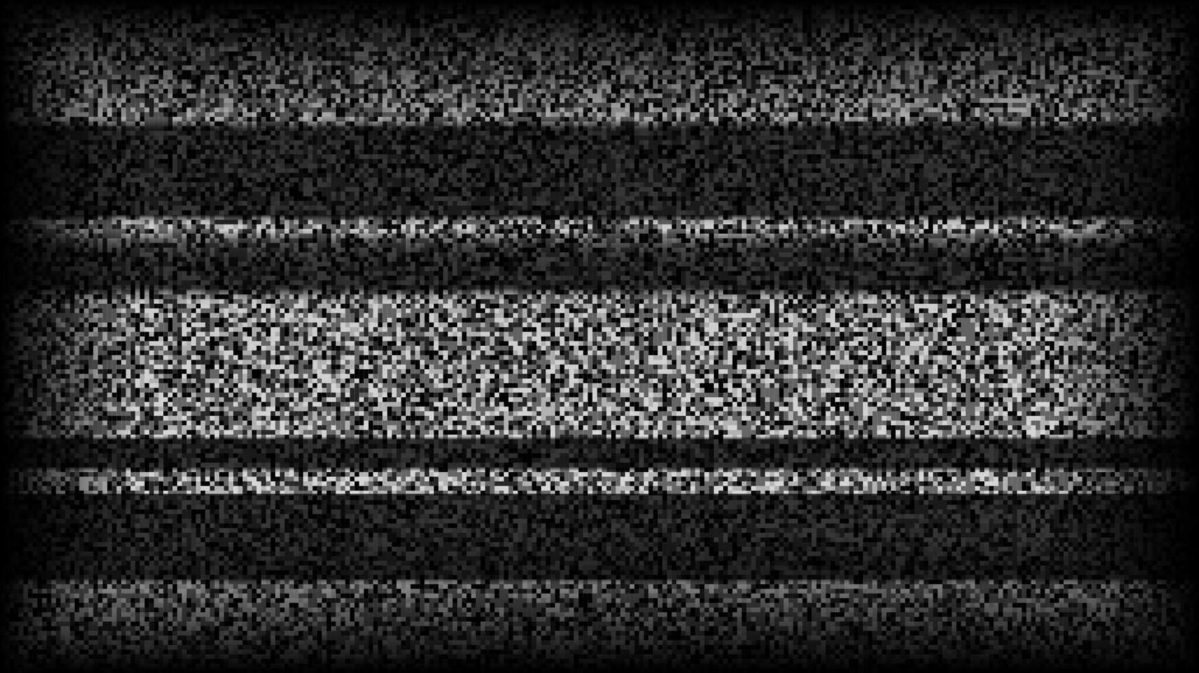 TV static noise background. Glitch pixelated television screen. Lost or bad TV signal VHS with black stripes wallpaper. White noise grain. CRT screen with interferences glitches vector