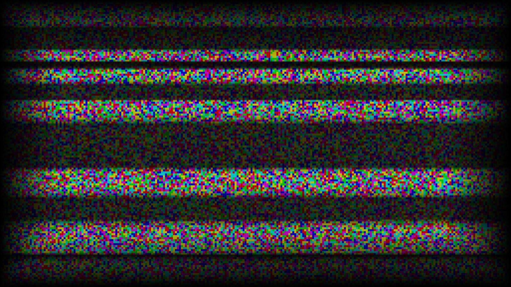 TV static noise background. Glitch bw pixelated television screen. Lost or bad TV signal VHS with black stripes wallpaper. White noise grain. CRT tv screen with interferences or glitches vector
