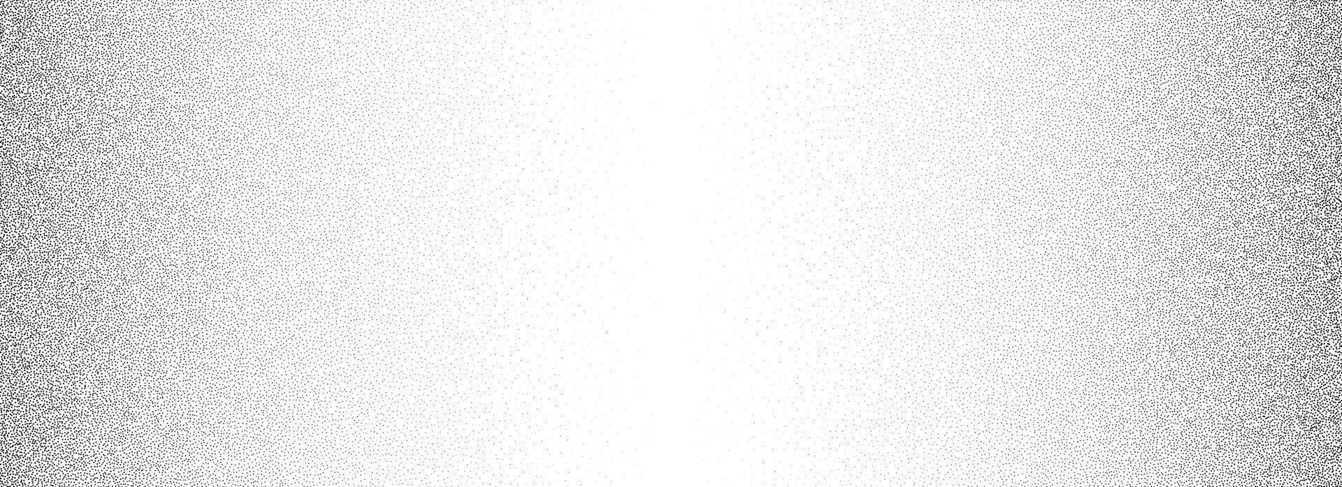 Stippled gradient texture. Fading grain dotted background. Spray grunge noise surface. Black vanishing dots, speckles, particles, specks, dust wallpaper. Subtle halftone gritty sand overlay vector