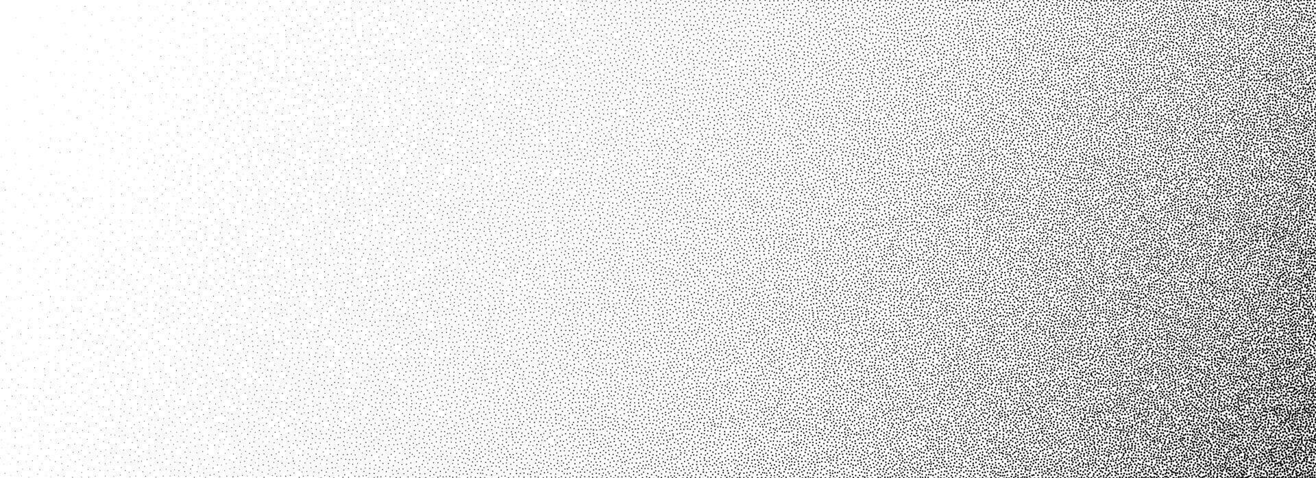 Stippled vanishing gradient texture. Fading corner grain dotted background. Grunge sprayed noise surface. Black vanishing dots, speckles, particles, specks, dust. Halftone grit sand overlay vector