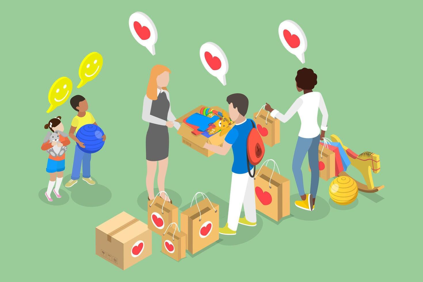 People donating toys for children vector