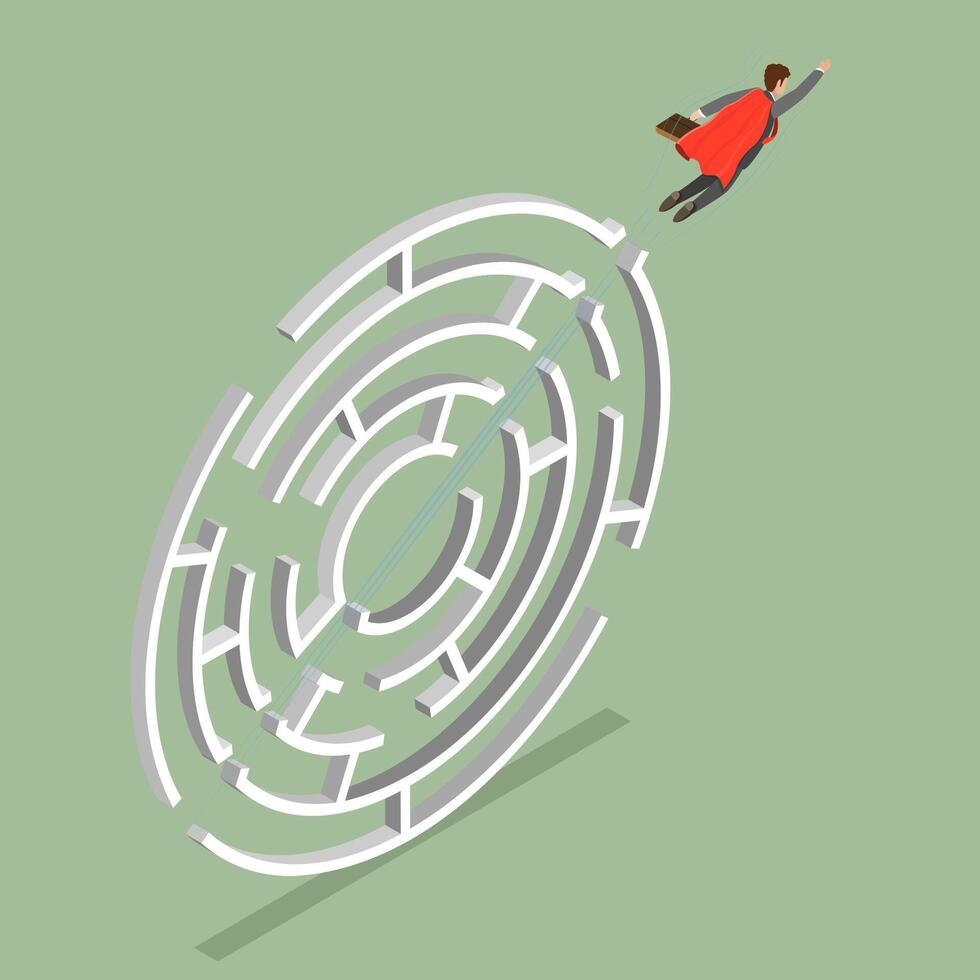 3D Isometric Flat Illustration of Breakthrough To Success , Overcoming Challenges vector