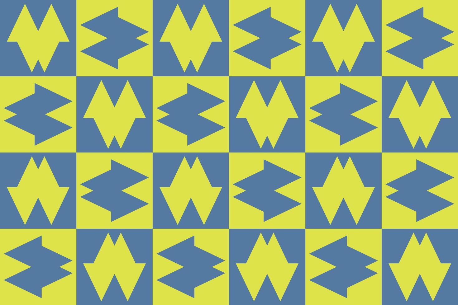 A blue and yellow checkered pattern with arrows vector