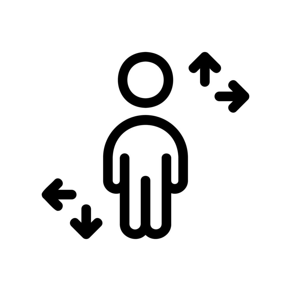 Person with arrows symbolizing input and output of information vector