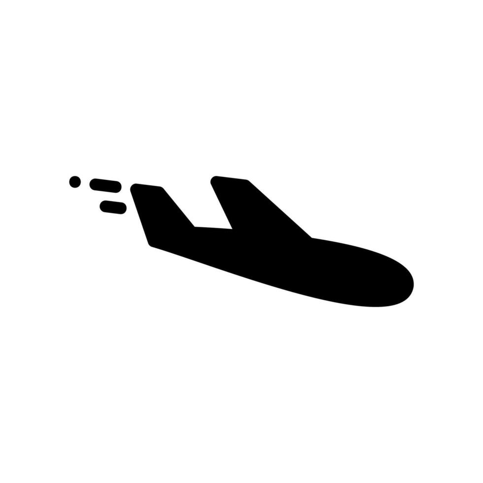 Minimalist glyph icon of an airplane descending for landing vector