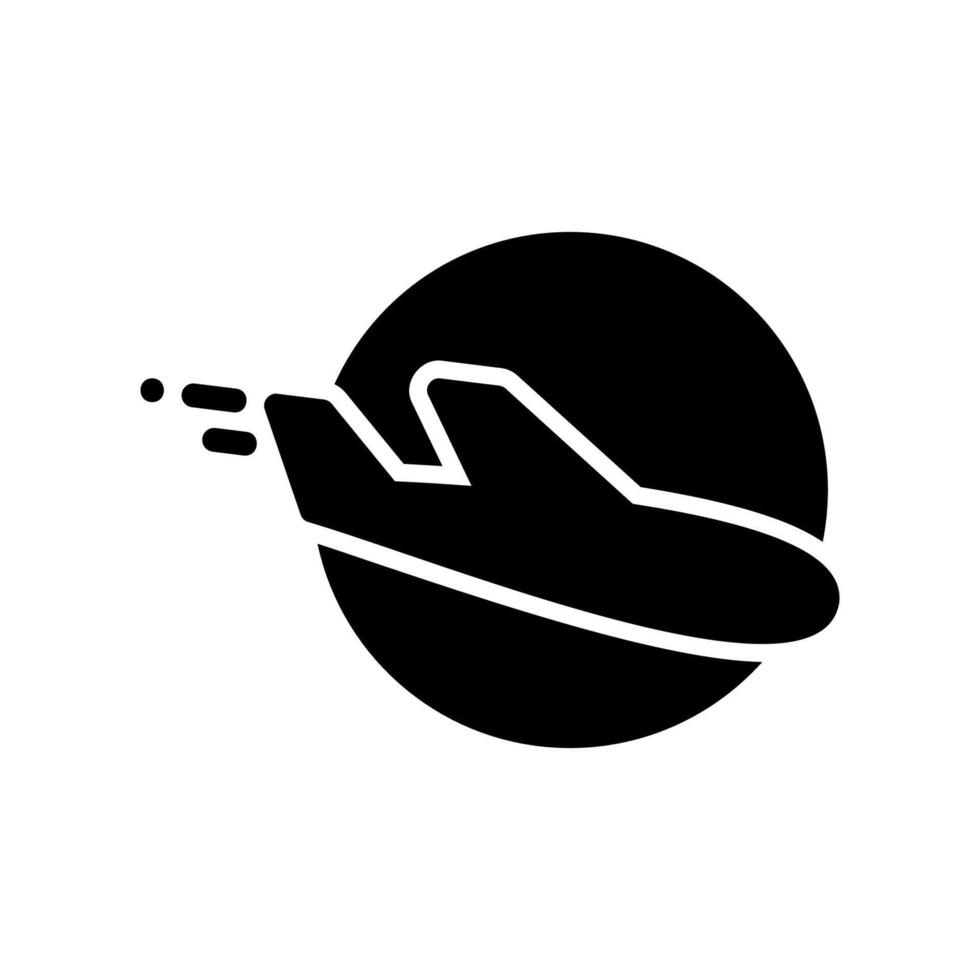 Airplane descending in front of the full moon silhouette vector