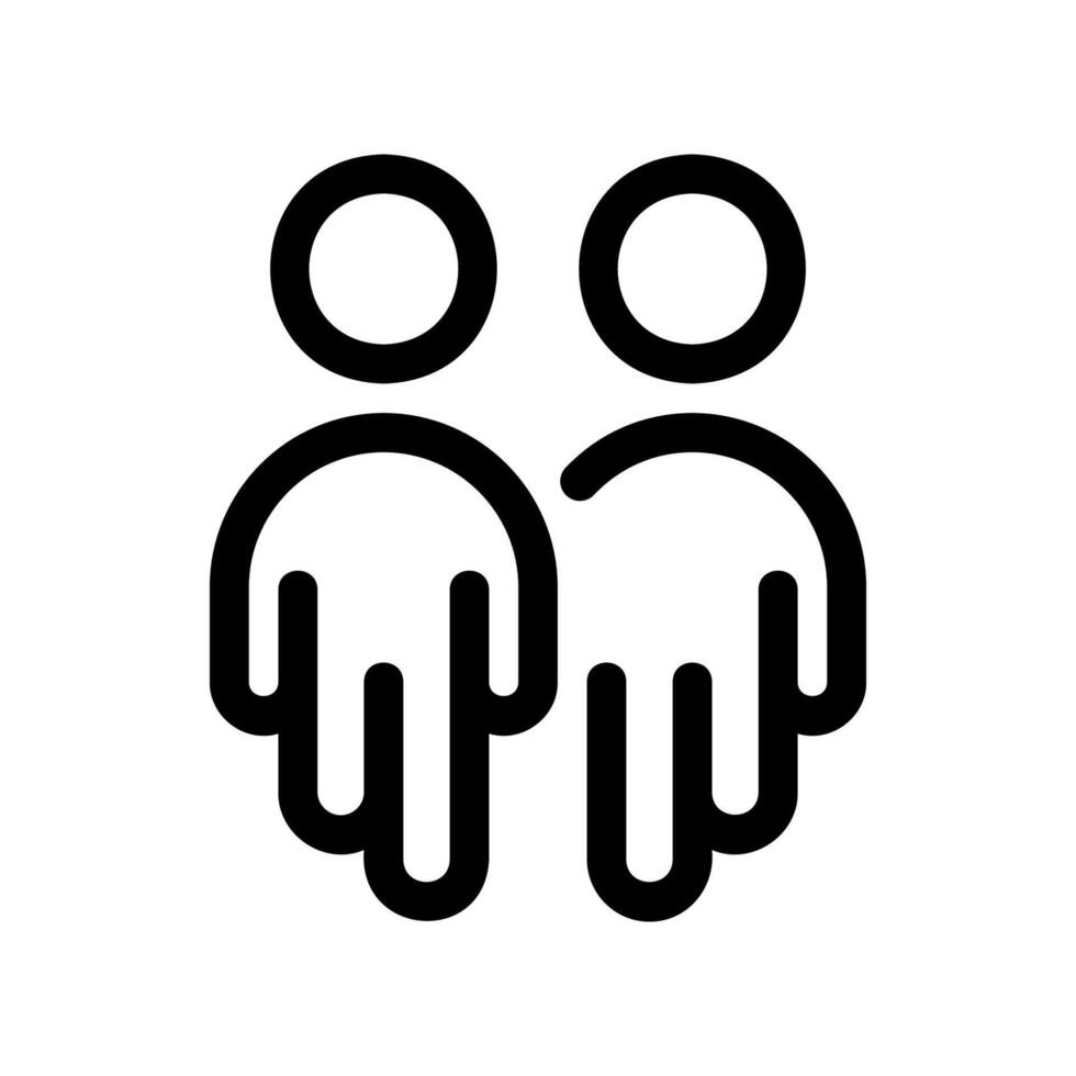 Simple line art icon of two people standing side by side vector