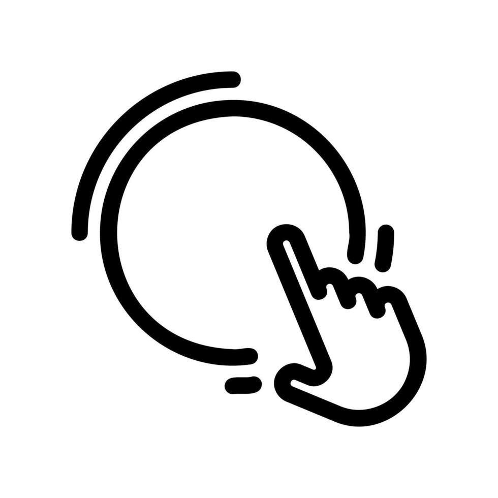 mano cursor icono tocando o haciendo clic en un circular botón vector