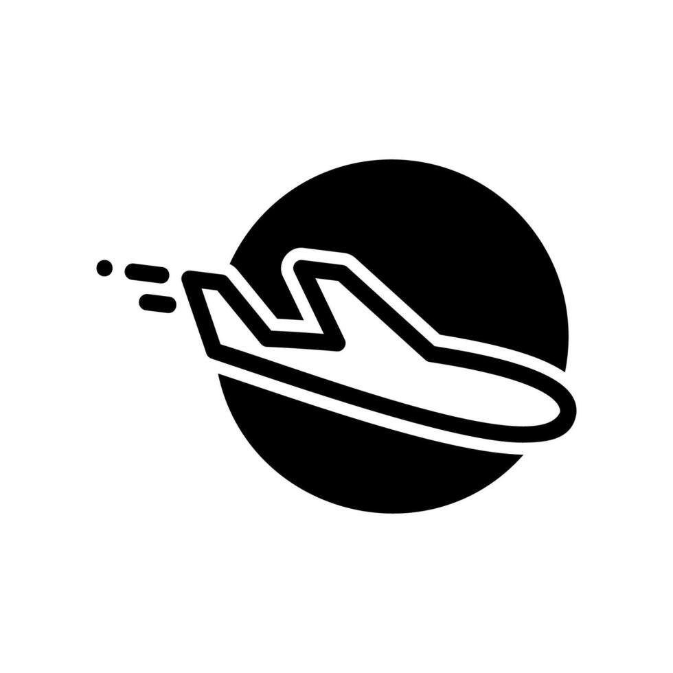Airplane with motion trails circling a stylized globe vector
