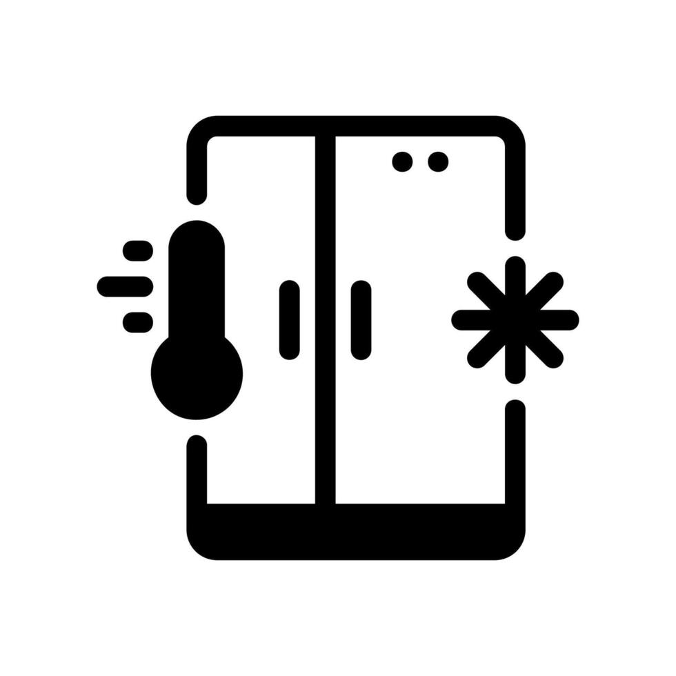 Refrigerator Icon with Thermometer and Snowflake for Cold Storage vector
