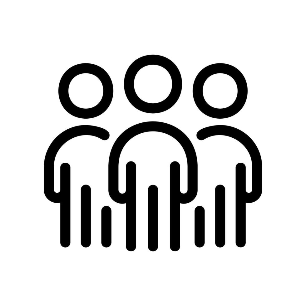 Minimalist line art icon of a group of three people as a team vector