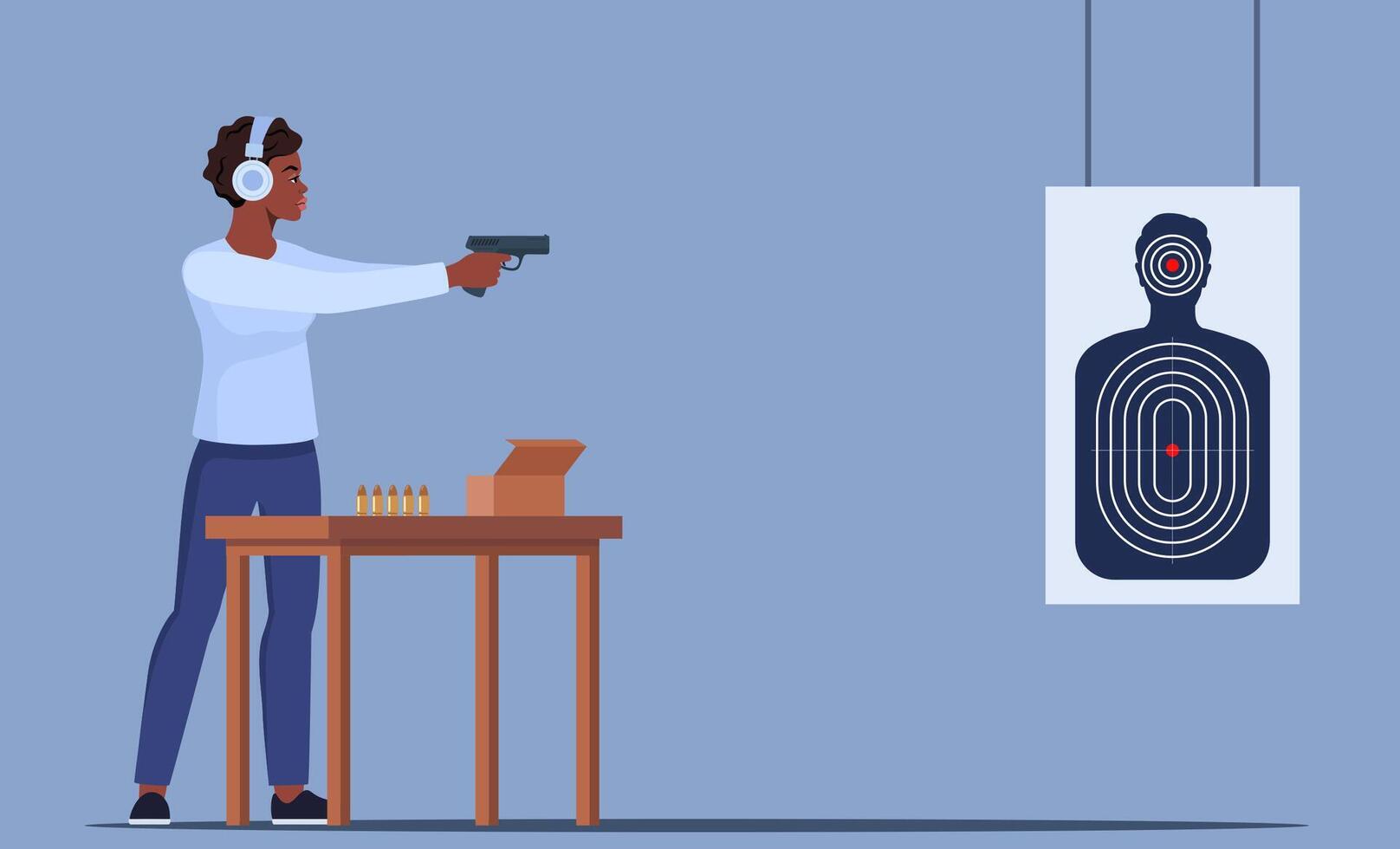 Person shooting at target during practice vector