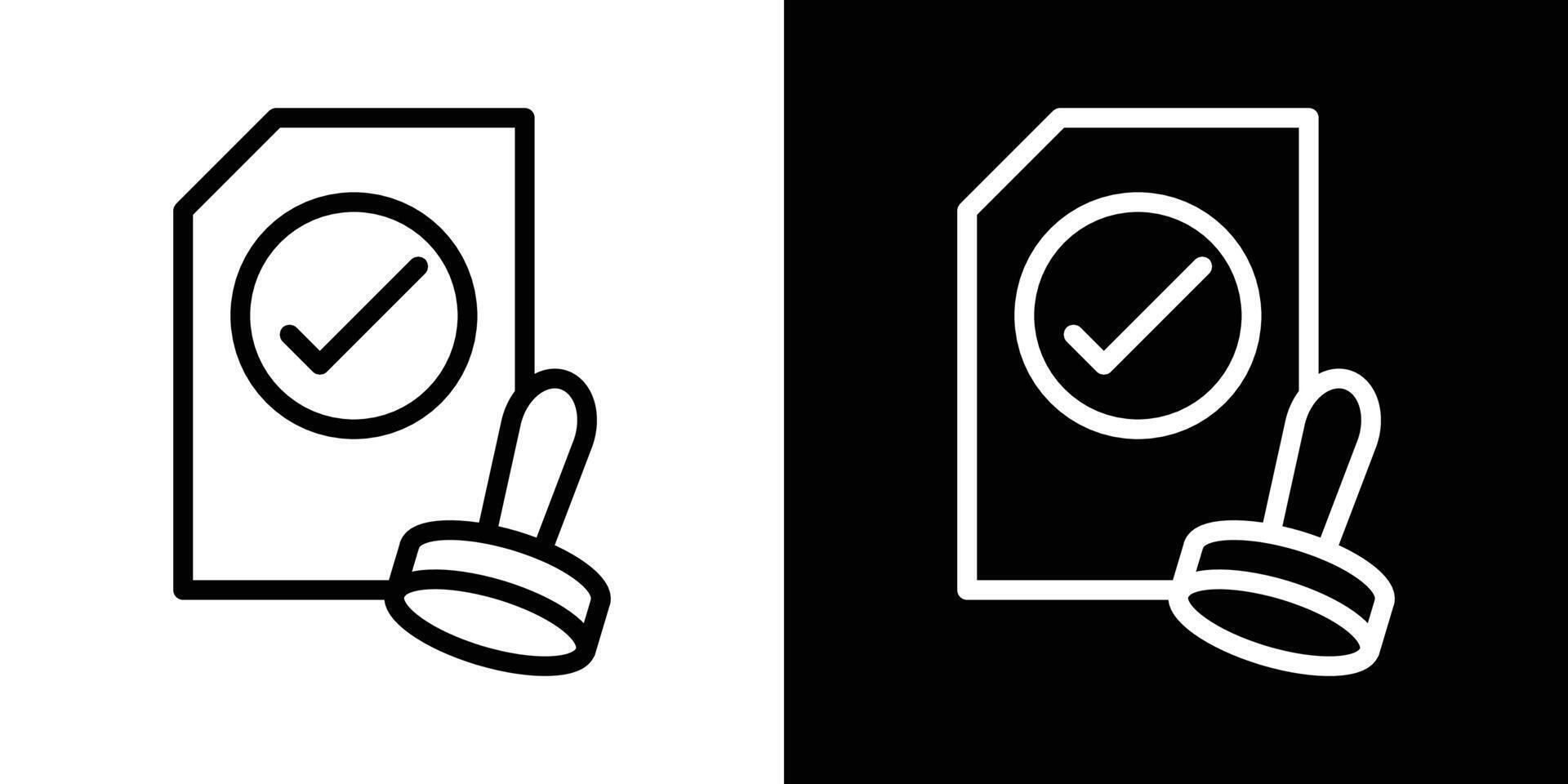 Approved document icons set in stroke line style vector