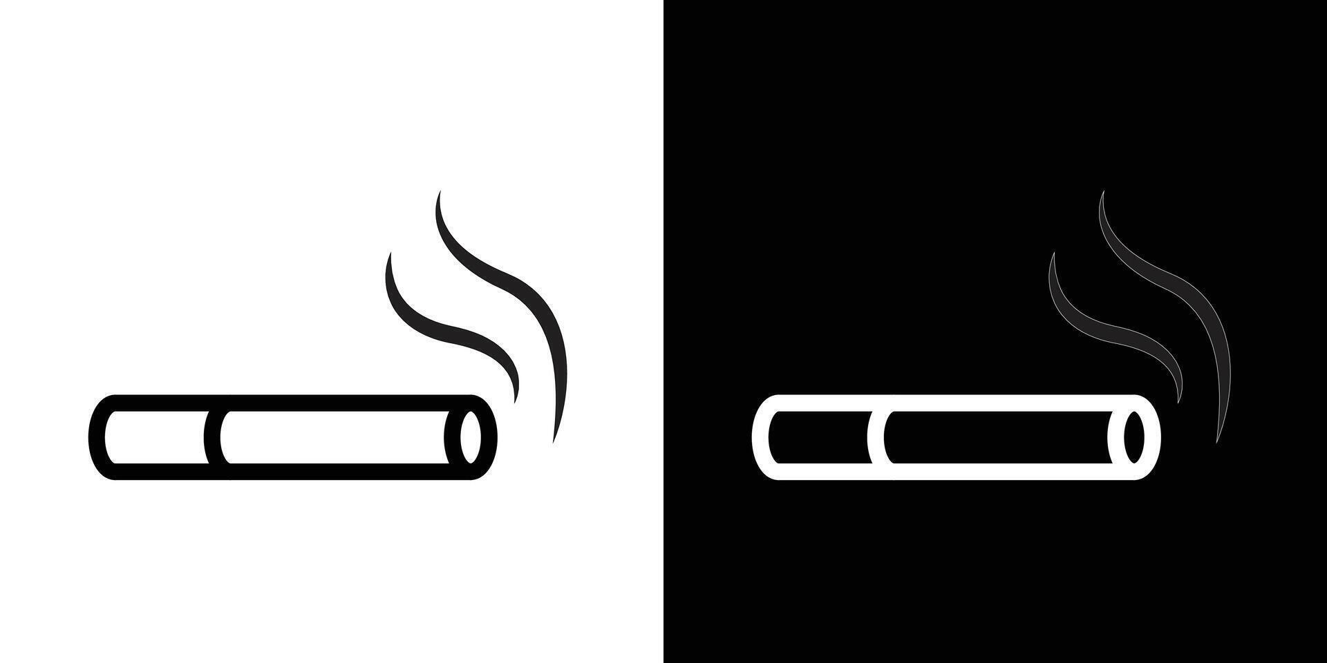 Cigarette icons set in stroke line style vector