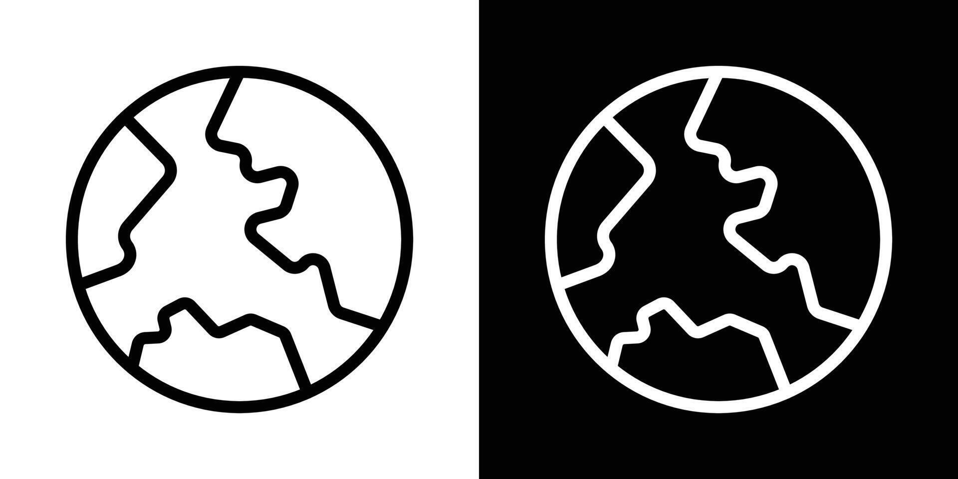 Earth icons set in stroke line style vector