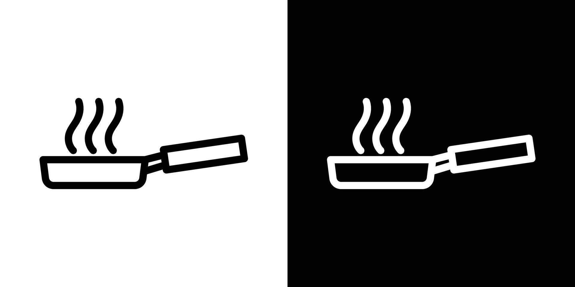 Frying pan icons set in stroke line style vector